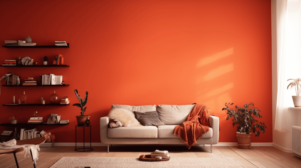 Beautiful Bright Orange Paint on Wall Behr Premium