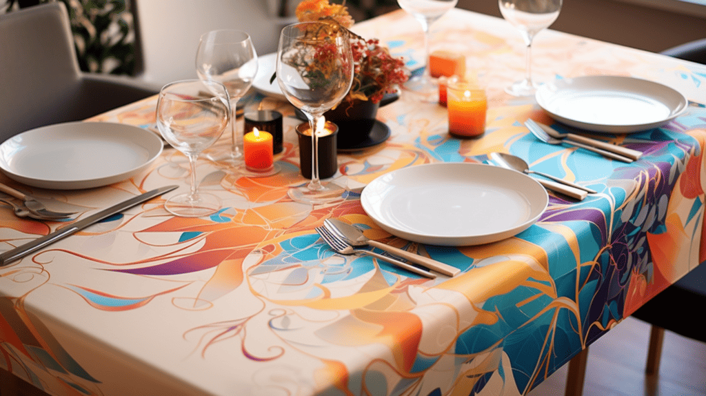 Intimate table setting with vibrant table linen