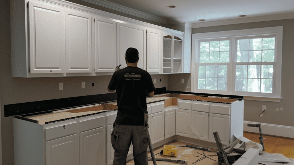 Kitchen Renovation with White Sherwin Williams Cabinet Paint