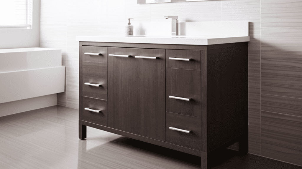 A beautifully crafted freestanding Sedgewood Vanity in a sleek modern design
