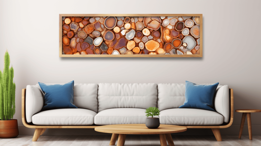 A mesmerizing Agate wall art piece showcasing the intricate patterns and vibrant colors of the stone 2