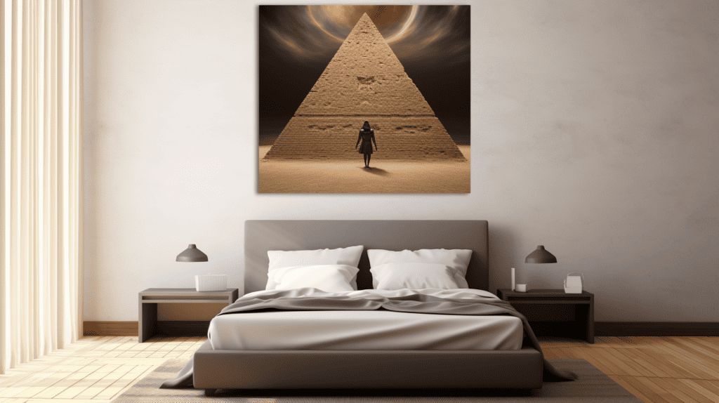 Pyramid Canvas Print Hanging on Wall.